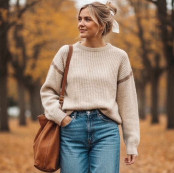 Y2K Bootlegger Wool Fisherman Fishermancore Cream Sweater Size M Cozycore Warm - Picture 1 of 14